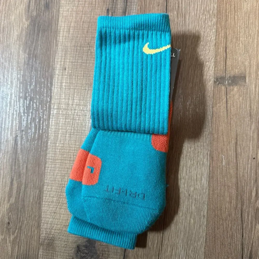 2013 Nike Elite Cushioned Basketball Blue Yellow Vintage SX3692-388 Crew Socks